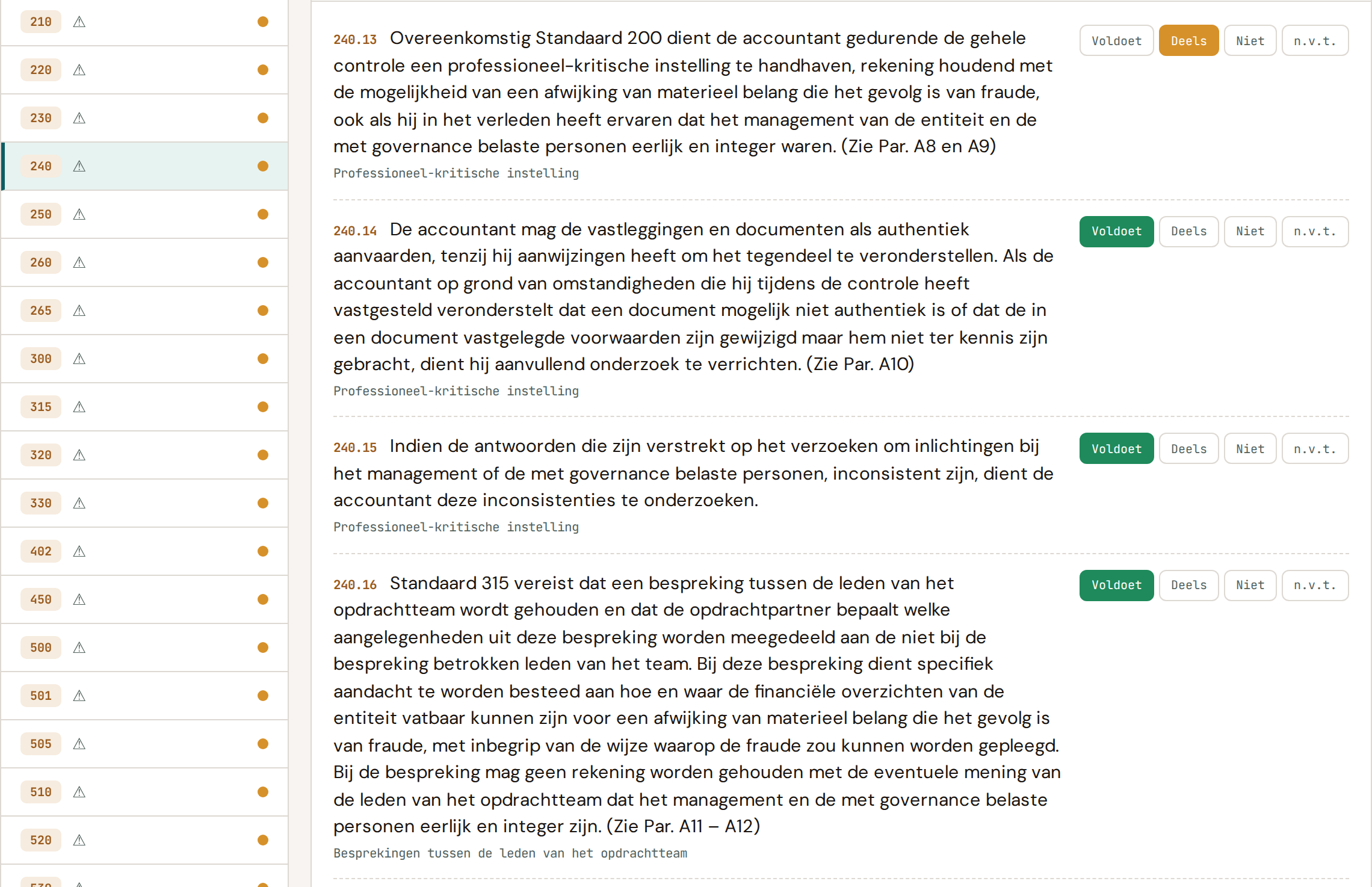 NV COS-standaardenbibliotheek met conformance-scoring per vereiste